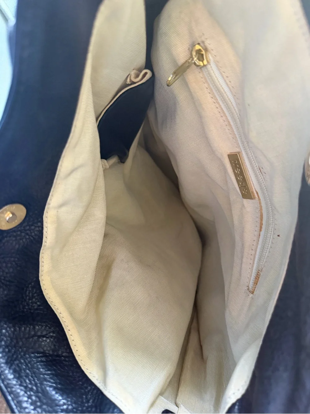 Black Leather Hobo Bag with Gold Grommet Detail